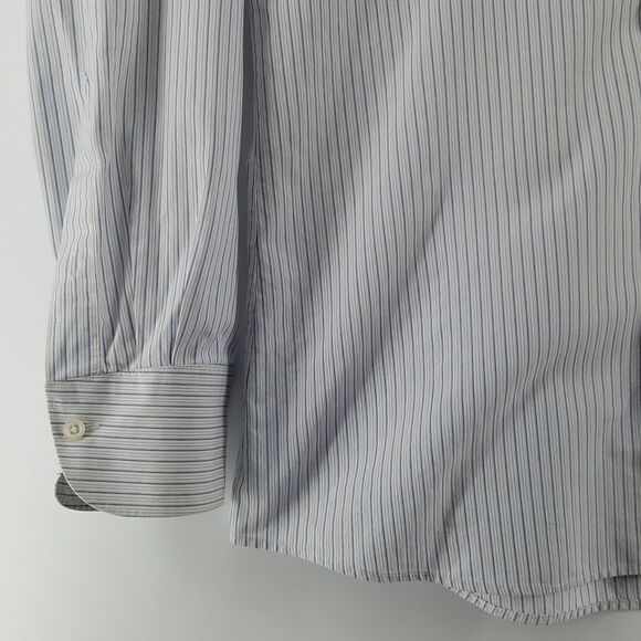 🎁5/$25 G2000 Shirt Men's 15 1/2 33 1/2 Long Sleeve Button Up Blue White Strips - Picture 4 of 12